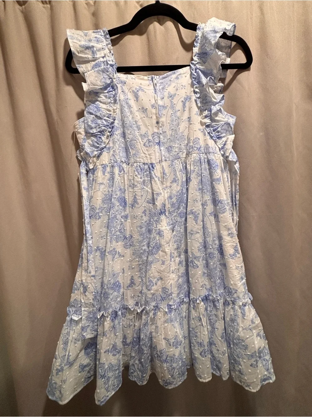 Bonnie Jean Blue and White Ruffle Bow Sundress